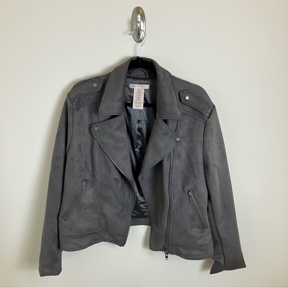 Nordstrom Philosophy Gray Suede Moto Jacket Grey Suede Moto Jacket Extra Large - Picture 5 of 14